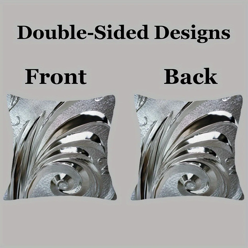 Double Sided Silver Art Deco Cushion Cover Stylish Decorative Throw Pillow Case for Sofa Living Room Home Decor