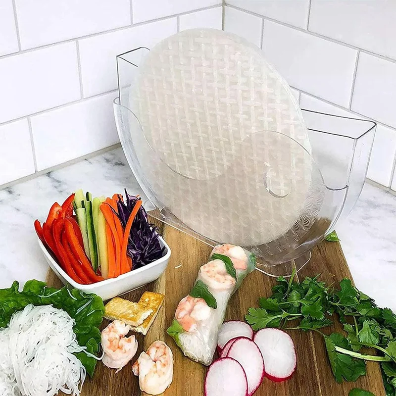 Rice Paper Packaging Container Spring Rolls Water Bowl Rice Paper Holder Vietnamese Pie Box Kitchen Tools