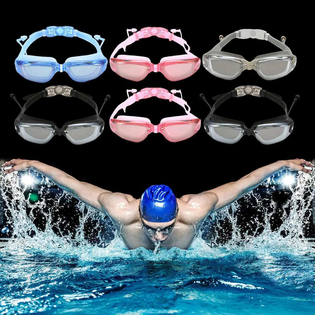 Lunettes de natation en silicone pour la plongée, protection myopie avec bouchon d'oreille PC