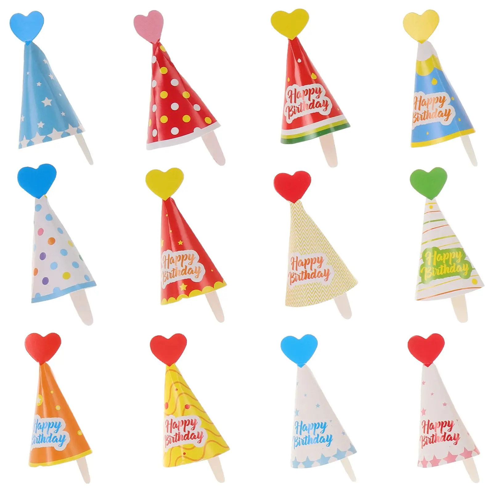 

36 Pcs Cake Hat Decoration Birthday Party Hats Ice Cream Cone Paper Cups Happy for Kids Cute