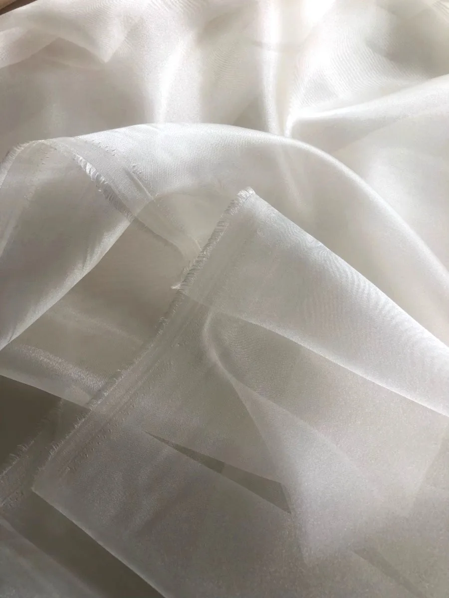 Marfim amêndoa cristal pérola pura organza tecido fino brilhante vestido de casamento vestido de noite designer material de formatura vestido de noiva