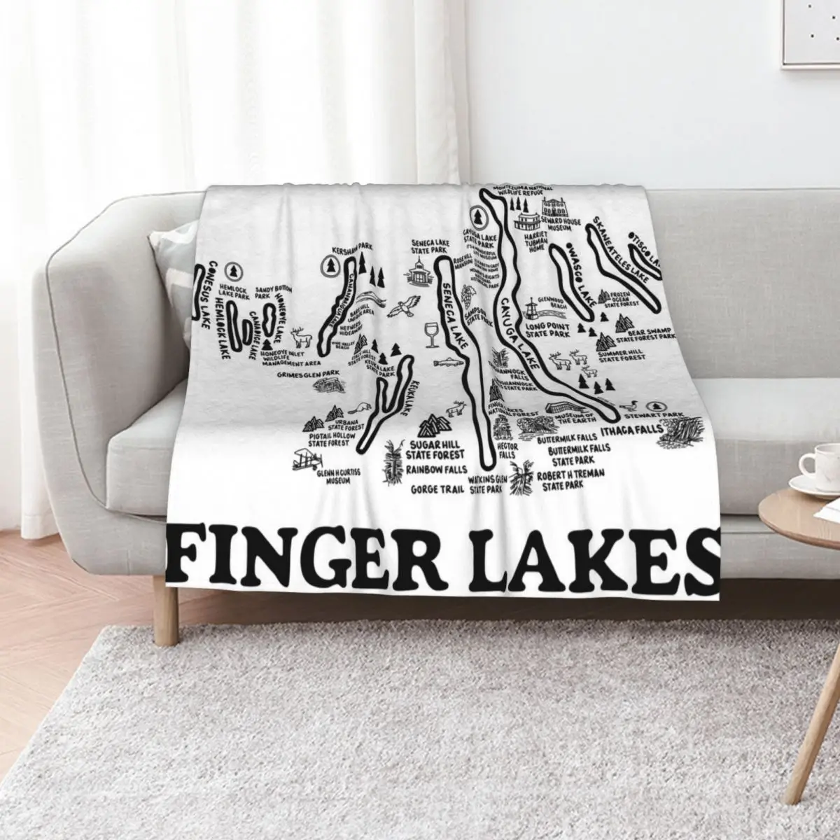 Finger Lakes Map Throw Blanket Decorative Beds Comforter valentine gift ideas For Decorative Sofa Soft Hairys Blankets
