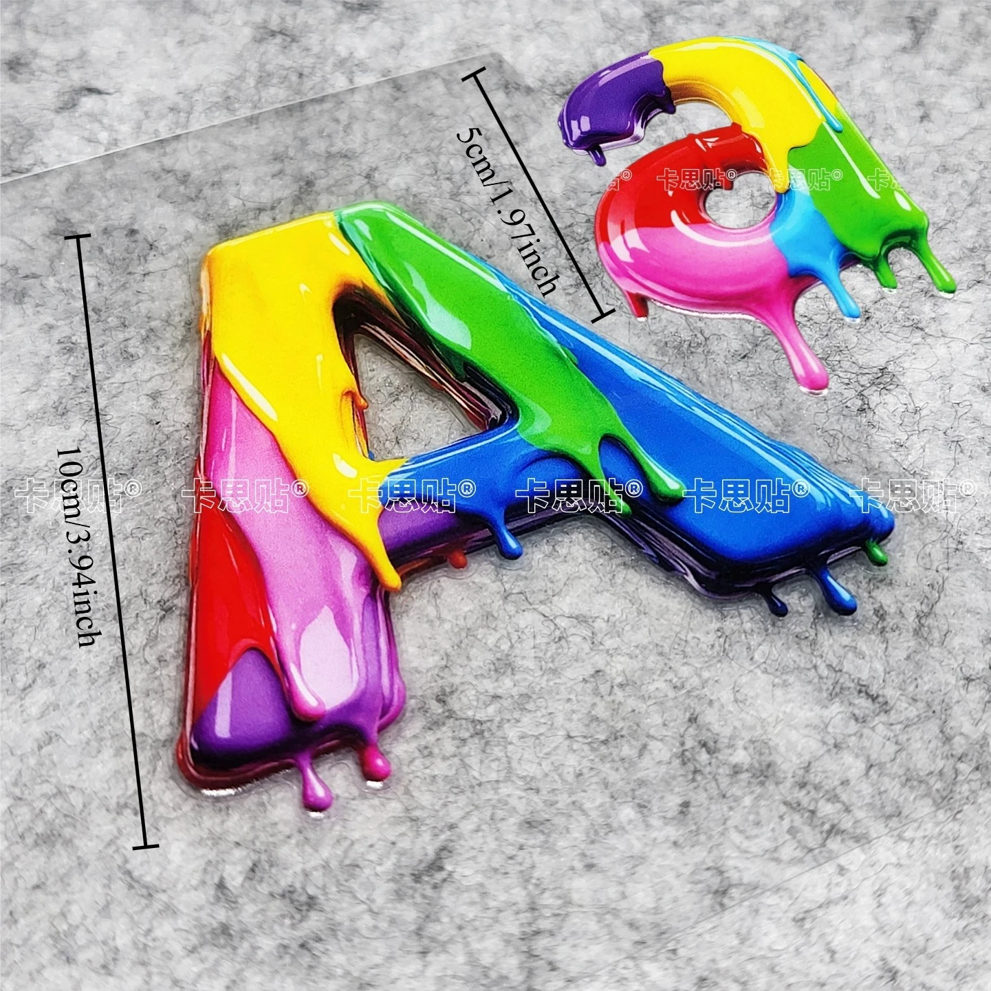 2Pcs Set Large & Small Color Drip Paint Letter A-Z Car Stickers, Waterproof Vinyl Decals