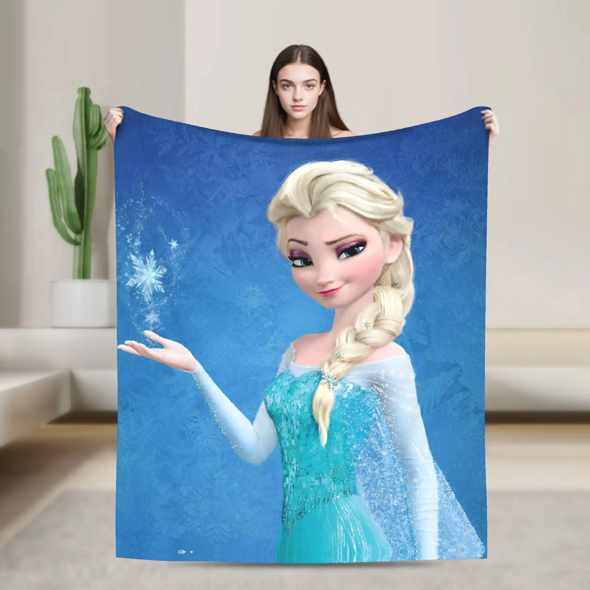 

Вязаное одеяло принцессы Эльзы «Холодное сердце», нечеткие одеяла, украшение для домашнего дивана, легкие покрывала,