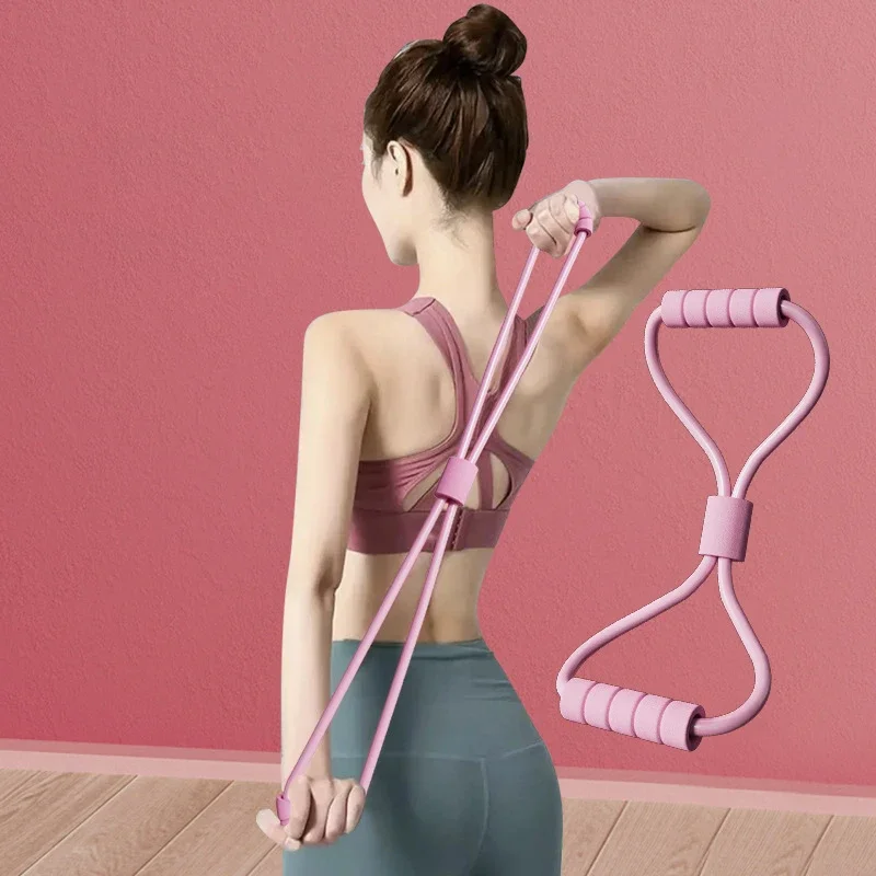 

Multi Functional 8 Word Chest Developer Yoga Shoulders Back Exercise Fitness Stretch Elastic Pull Rope Resistance Exercise Bands