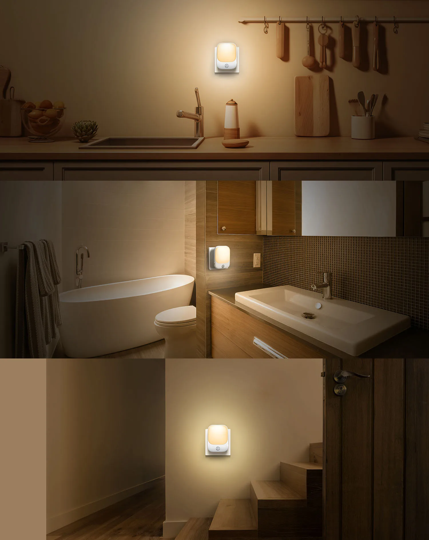 1pc/2pcs/4pcs/10pcs Smart LED Night Light with Sensor, Adjustable Brightness, Motion Sensor Night Light, Warm White