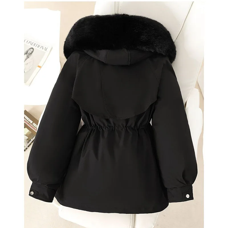 Puffer Jackets Women The detachable Pie Overcomes Winter 2025Waist Slim Fur-Fur Integration Thick Warm Cotton Padded Coat Female