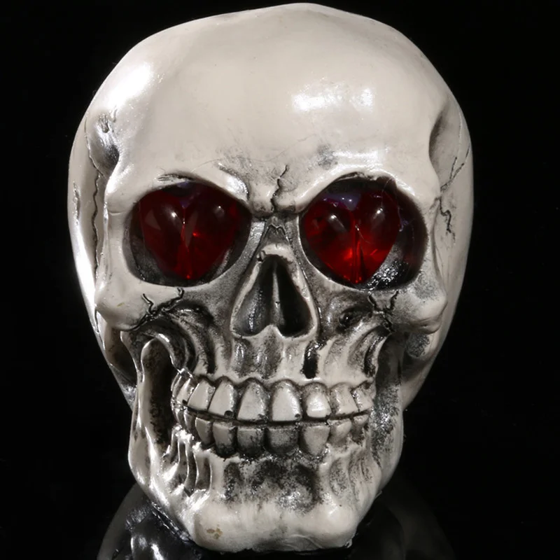 Handmade LED Eyes Resin Skull Skeleton Statues Demon Figurines Sculpture Home Decoration Craft Halloween Decor Gift