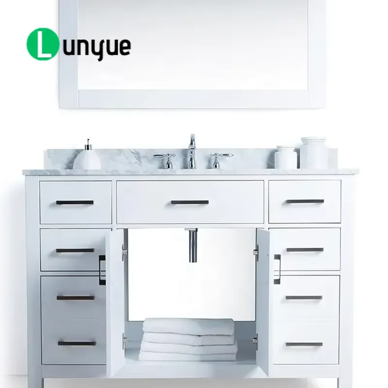 48 Inch Bathroom Vanity Unit with Single Sink Waterproof Storage Cabinet Modern Wall Mounted Washbasin Console for Home