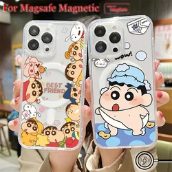 Anime Crayons Shin-chans Magsafe Magnetic Phone Case for iPhone 16 15 14 13 12 11 8 7 Plus Pro Max XR XSMax Soft Clear Tpu Cover