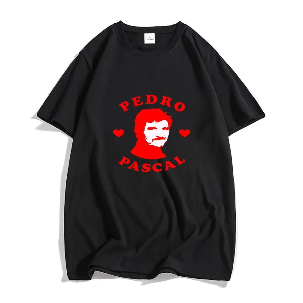 Pedro Pascal Prince Actor T-shirts MEN Love Heart Tshirts 100% Cotton High Quality T Shirts Figure Silhouette Individualization - view 2