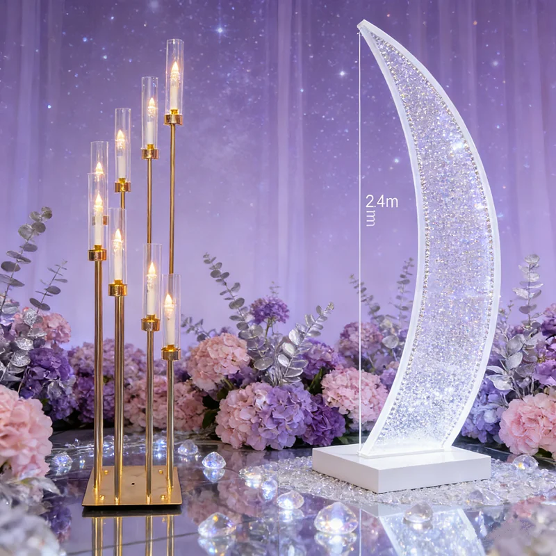 5/10 pcs 8 Heads Metal Candelabra Candle Holders Road Lead Table Centerpiece Gold Candelabrum Stand Pillar Candlestick wedding