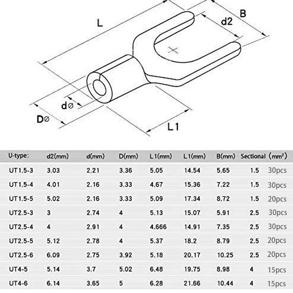 420Pcs/Box OT UT Cold Pressed Cable Terminal Block Set Wire Crimping Terminal