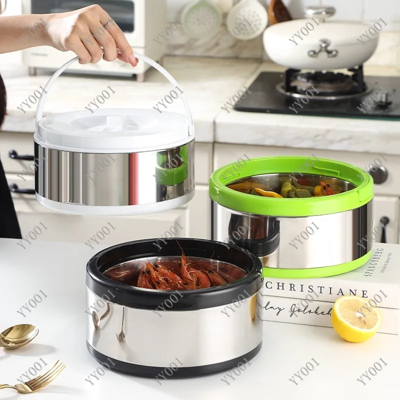 Large Capacity Insulated Food Carrier Portable Lunch Pot Thermal Bucket 3 Pcs Set for Home Business Use
