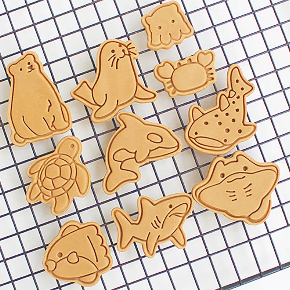 Cute Cookie Mold Stamp Marine Animals Cookie Cutters Biscuit Mold Kitchen Baking Pastry Bakeware DIY Tools