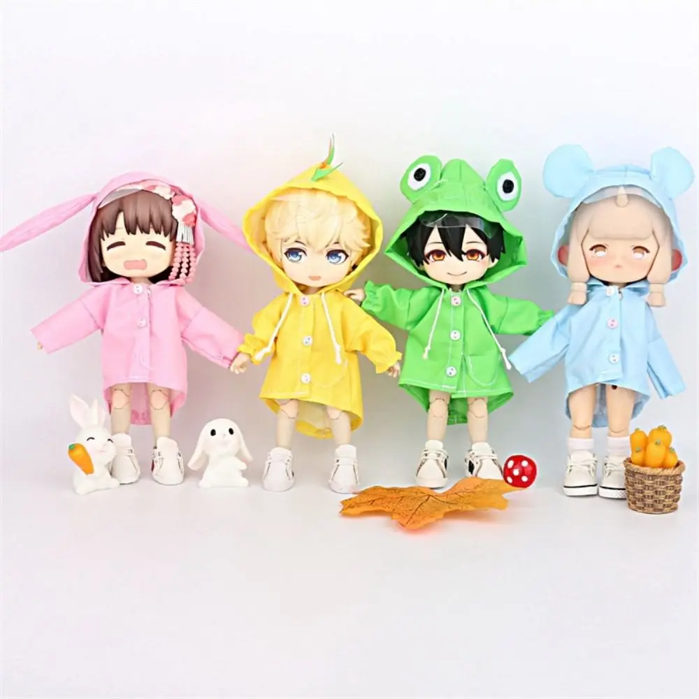 Windproof Clothing Doll Raincoat Rabbit Frog Yellow Duck OB11 Doll Clothes Dress Up Dinosaur Doll Animal Raincoat 1/12 Bjd