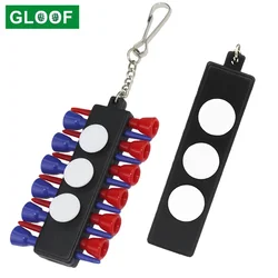 1 set porta tee da golf in plastica portatile con 12 tee da golf e 3 pennarelli a sfera in plastica con portachiavi accessori da golf