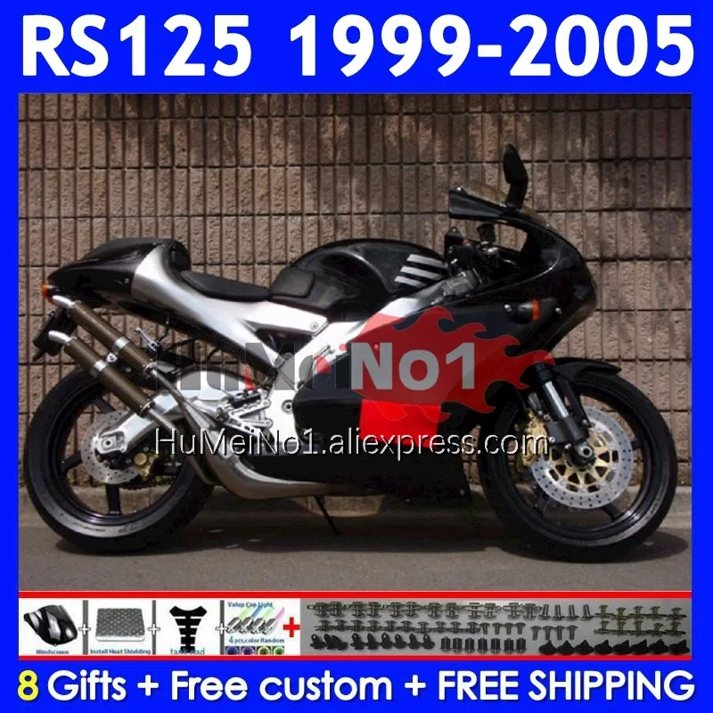 RS125R For Aprilia RS 125 R RR RS4 RS-125 Gloss black 311No.4 RS125 99 00 01 02 03 04 05 1999 2000 2001 2002 2003 2005 Fairing