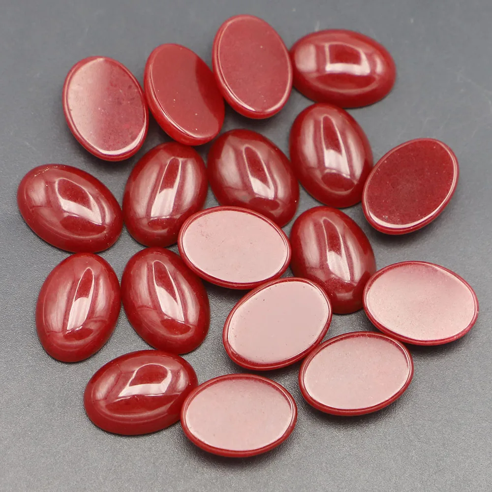 

Hot 13x18mm Synthesis Red Stone Oval Shape Cabochon Cute Beads for Jewelry Making Material Clothes Accessories Wholesale 50PCS