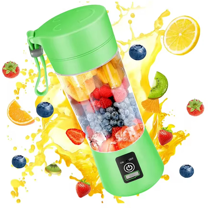 ماكينة خلط العصائر 380 مللي مع 6 شفرات عصارة كهربائية صغيرة متعددة الوظائف خلاط عصارة الخضروات للسفر في المكتب المنزلي