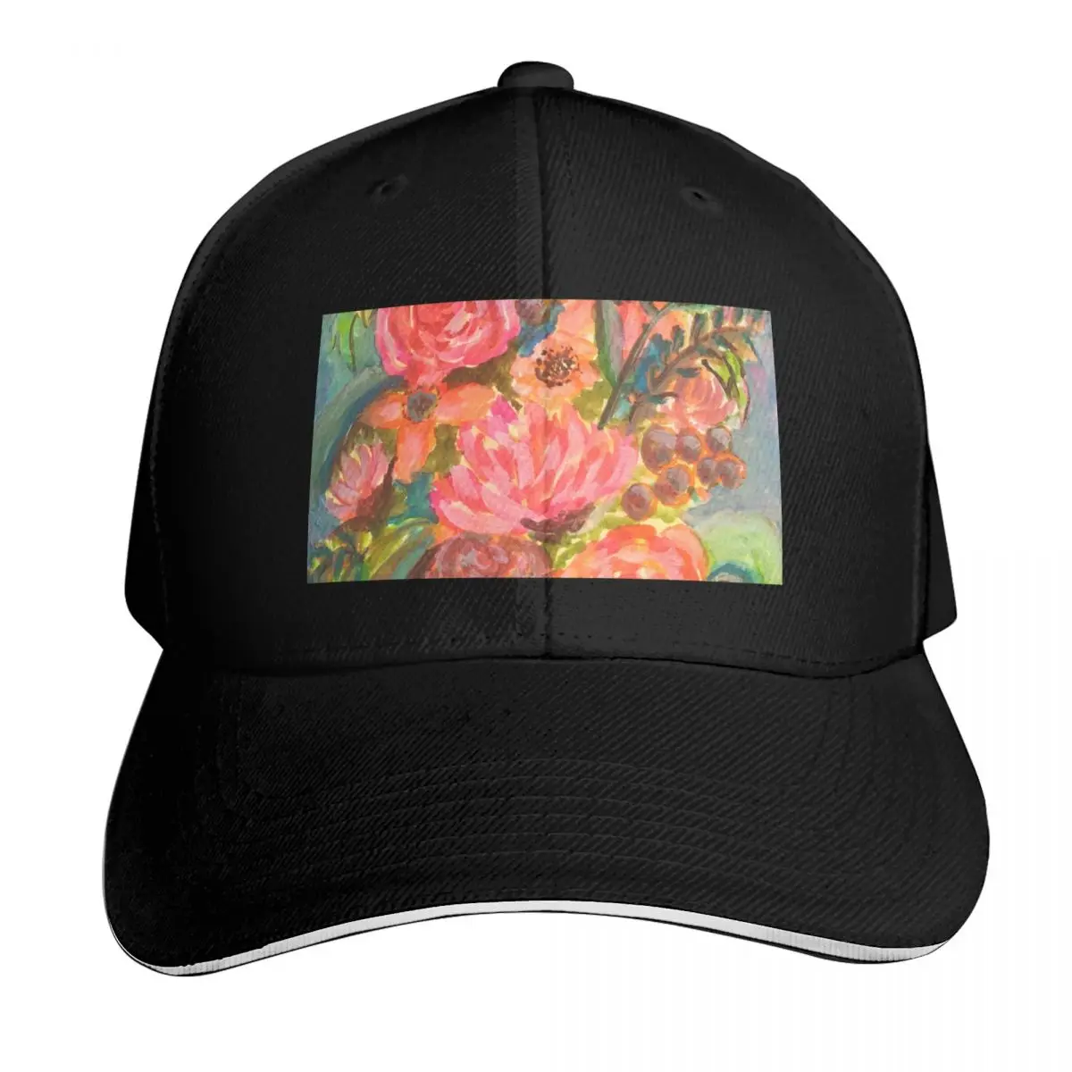 Florals in a Vase on a Pink Table Baseball Cap Moisture Wicking Quick Dry Curved Brim Classic Fit Low Profile Unstructured
