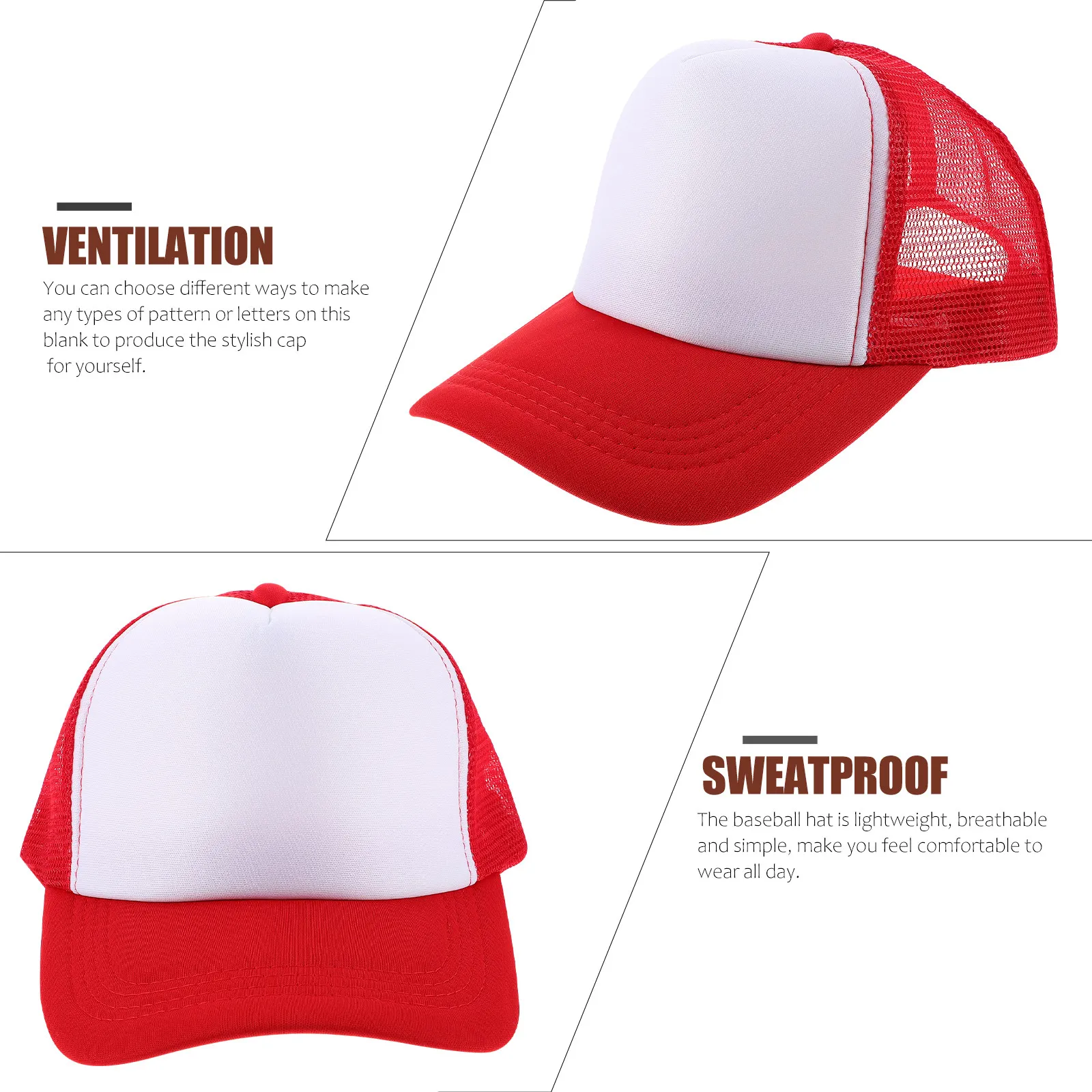 5Pcs Blank Mesh Baseball Caps for Heat Transfer Sublimation Printing Custom Hats Lightweight Breathable Outdoor Use