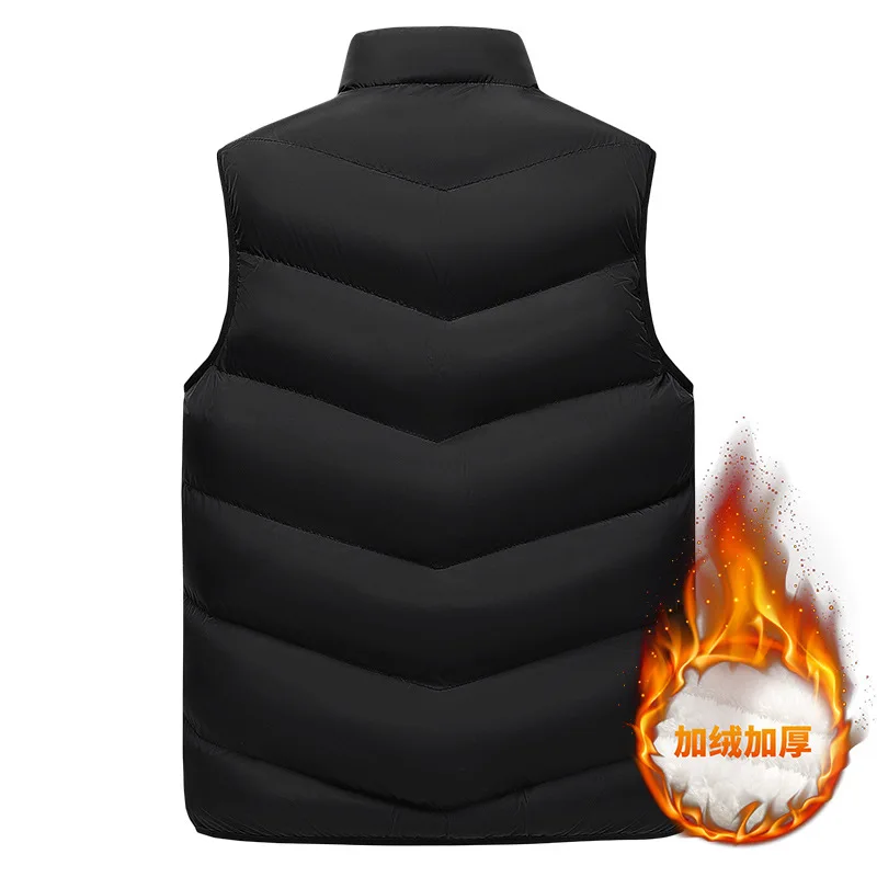 2023 New in Fleeced Clothing Men Vest Zip Warm Winter Thick Autumn Sleeveness Jackets Male Orange Black Waistcoat Large Size Big