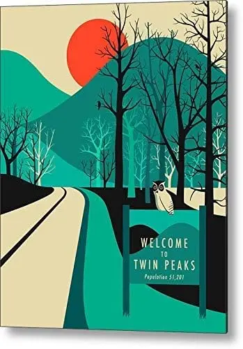 Twin Peaks Travel Poster Metal Sign 12x8 Tin Signs Retro Metal Vintage Sign