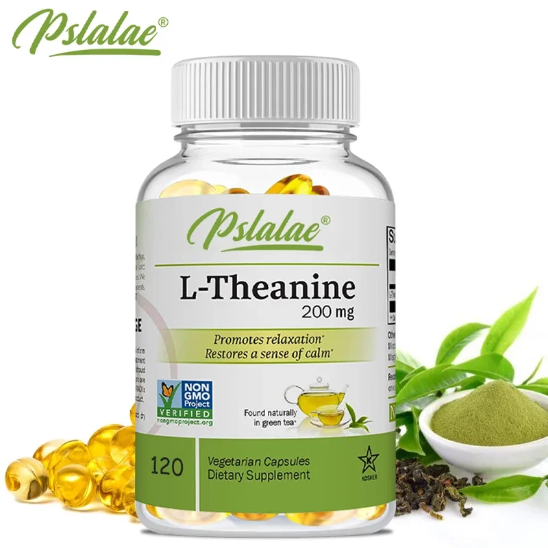 L-Theanine Capsules 200 Mg, 120 Vegetarian Supplement Relieves Stress Supports Healthy Mood and Improves Focus