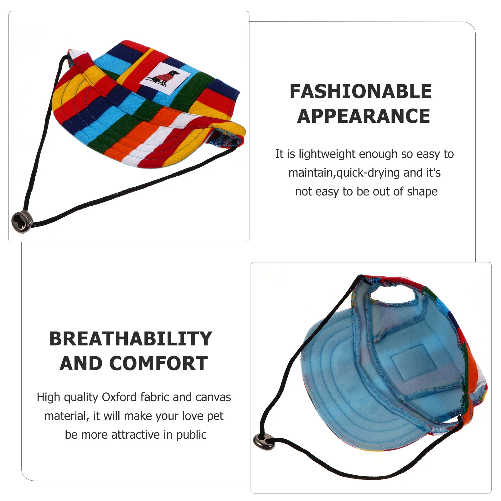 

Strip Pattern Pet Dog Baseball Cap Lightweight Breathable Sun Protection Hat for Dogs Outdoor Travel Adjustable Visor Cap