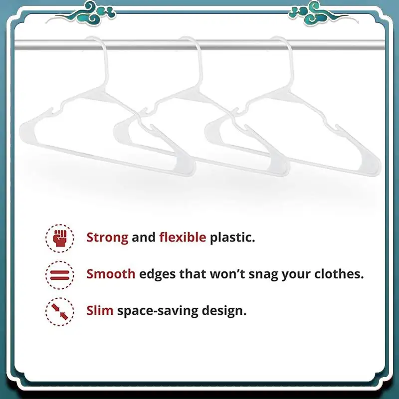 A67K-White Plastic Hangers, Plastic Clothes Hangers Perfect For Everyday Standard Use, Clothing Hangers (White, 200 Pack)