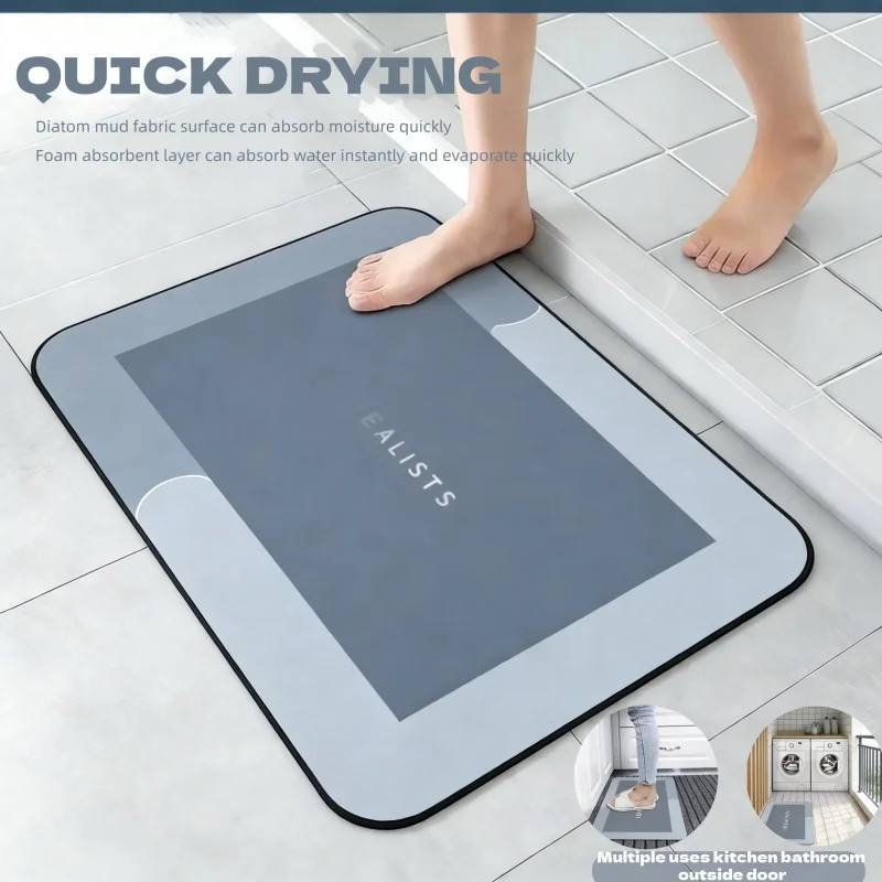 Diatomaceous Earth Bath Mat Super Absorbent Non Slip Fast Drying Soft Shower Mat Floor Mat Home Decorative Rugs Bedroom Kitchen