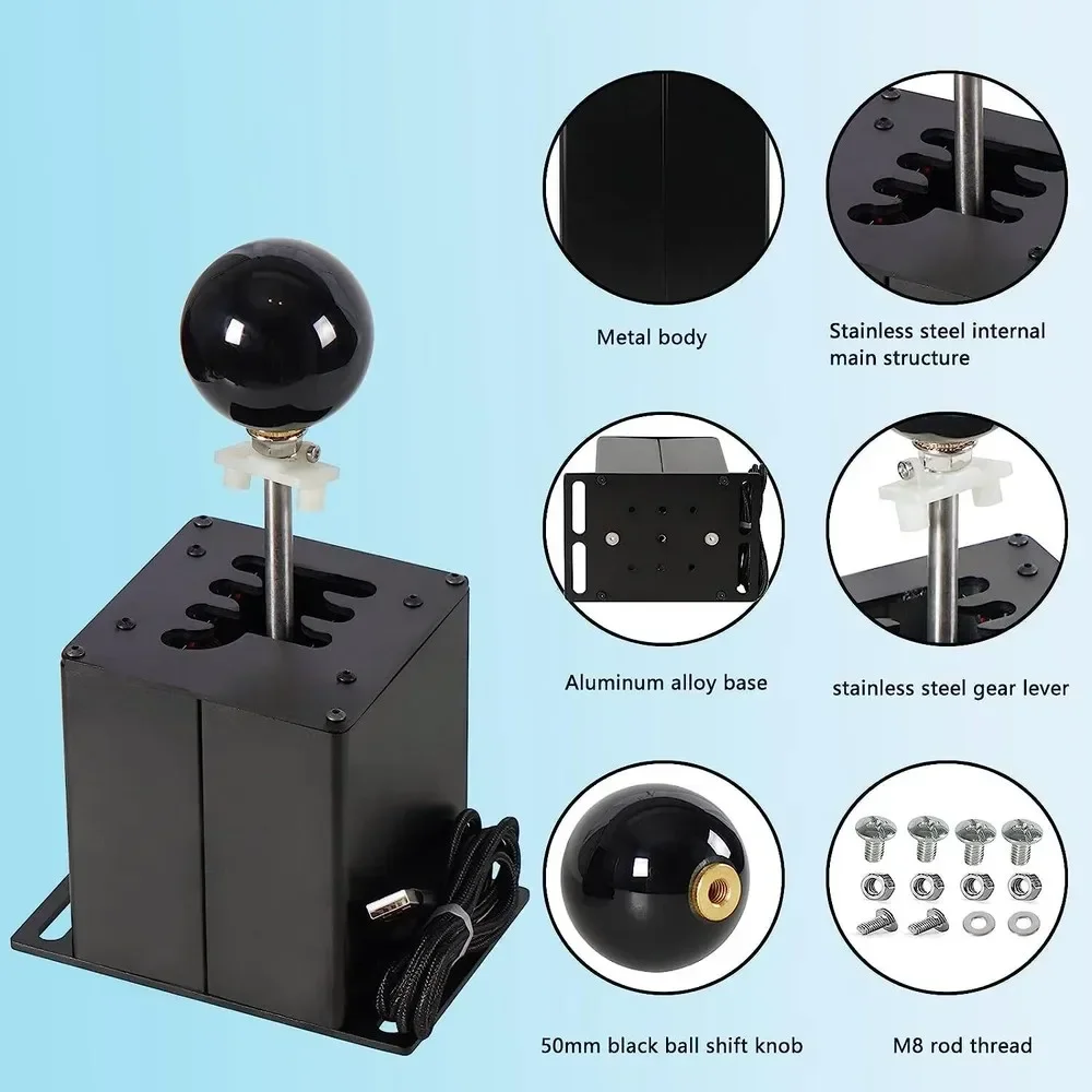 محول محاكي USB متين للكمبيوتر الشخصي 64 بت 6 + R فرملة اليد لـ Logitech G29 G27 G25 G920 Thrustmaster T300RS T300GT GT أسود