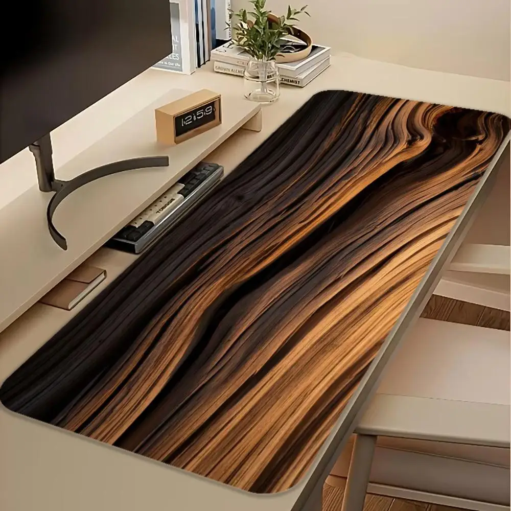 Large XXL Gaming Mouse Pad Desk Mat Keyboard Pad Dark Gradient Wood Grain Texture Minimal Rustic Print Office Modern Desk Decor
