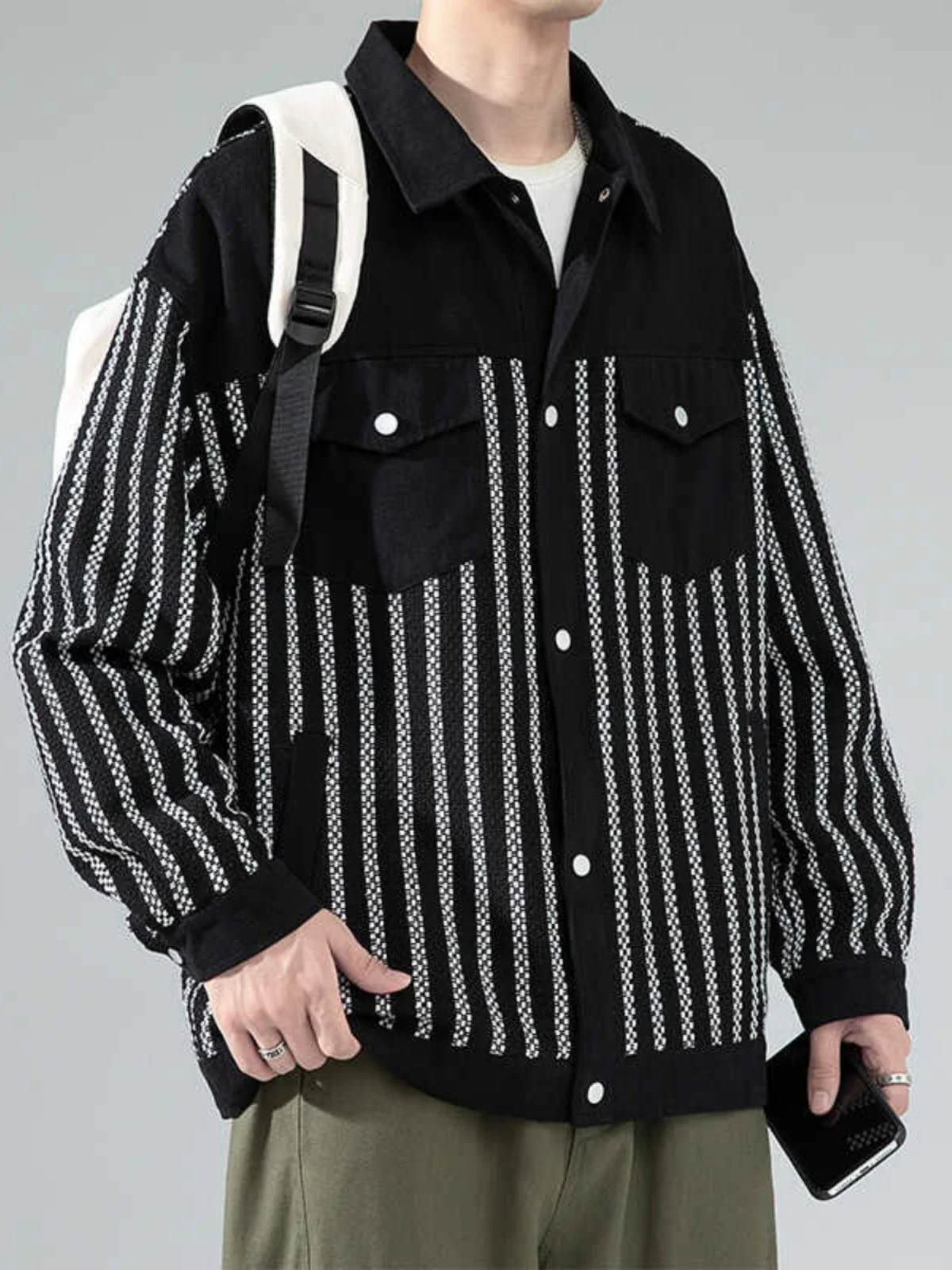 

Outlets Men's Casual irt Collar Jaet Outdoor Faionable Spring Autumn Outerwear Loose Fit Youth Trend Windproof Long Sve