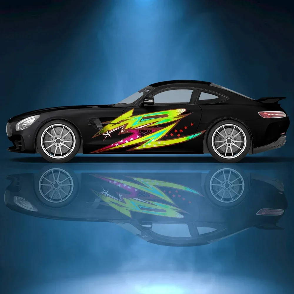 

Full color abstract stripes Body Side Sticker Universal Vinyl Self-Adhesive Decorative Accessories Paint Wrap Car Decal Sticker