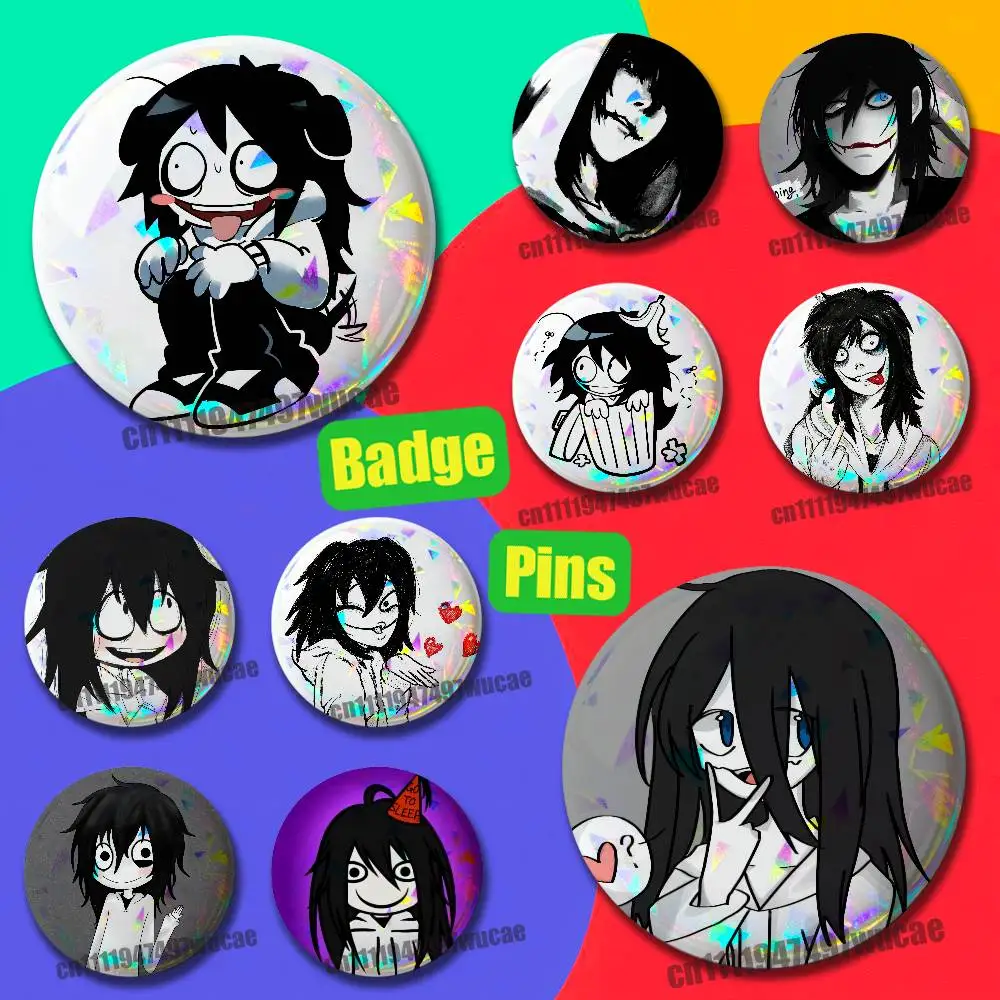 For Jeff The Killer Emblem Case DIY Pin Insignia Badge Round Souvenir 58mm Laser Film