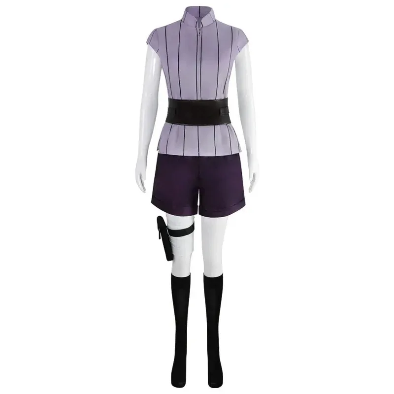 25COSHyuga Hinata Costume Cosplay Parrucca Abiti da donna Vestito da festa di carnevale di Halloween Hyuuga Ninja Cosplayer Parrucca lunga viola carina