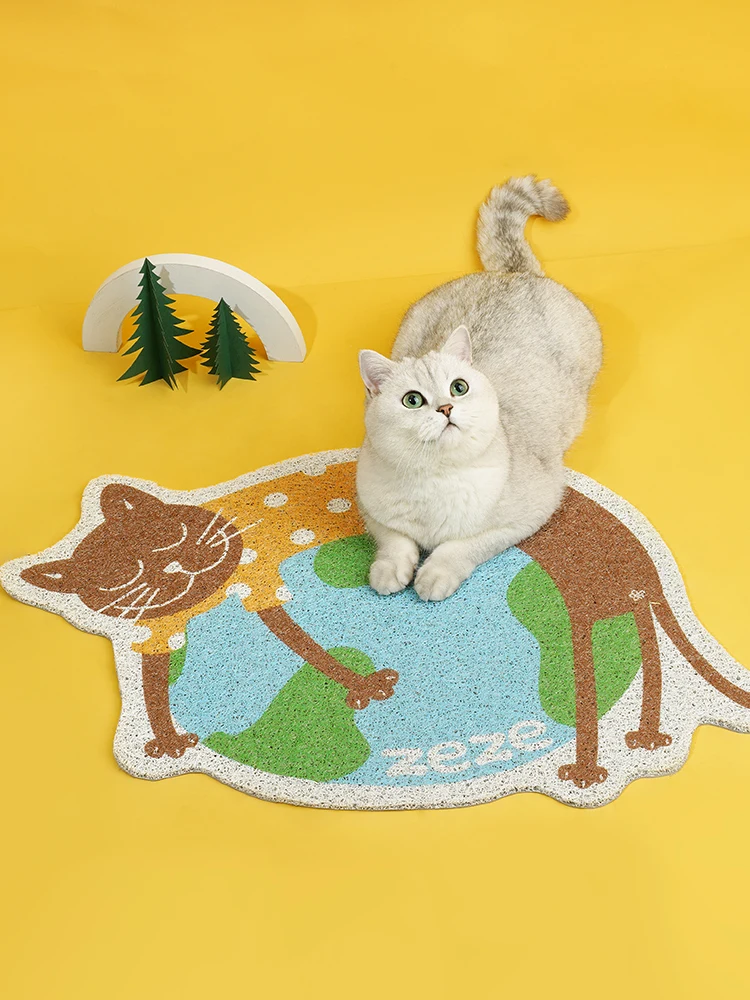 Cat Litter Mat Non-Slip Anti-Bring out Large Falling Sand Mat Litter Box Splash-Proof Mat Pet Door