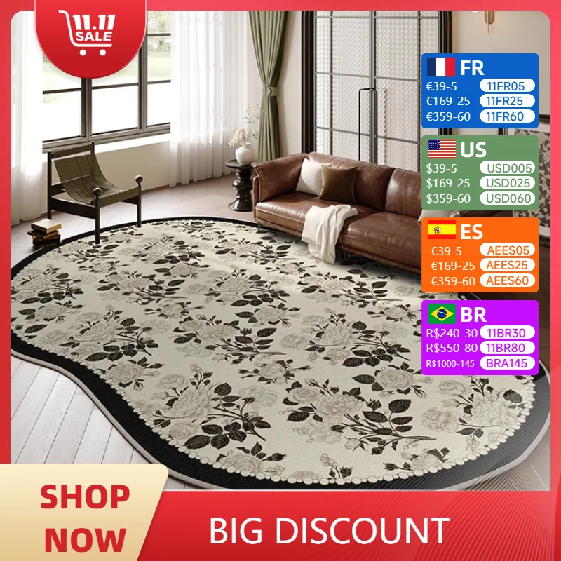 Carpet for Living Room Artistic Floral Soft Plush Bedroom Bedside Rug Special-shaped Fluffy Coffee Table Floor Mat Alfombra 양탄자