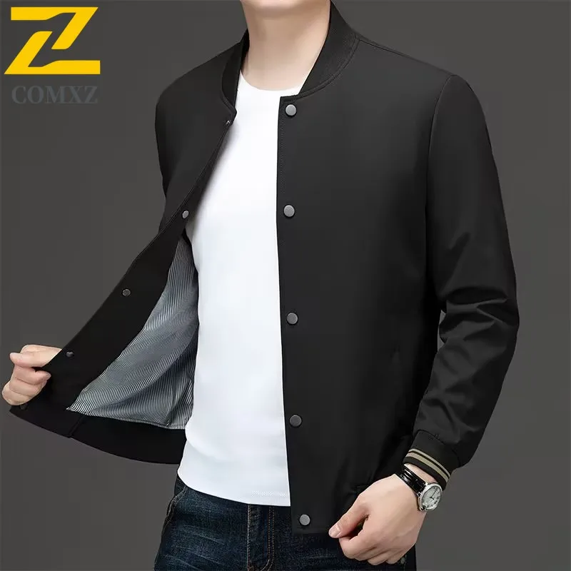 

New Trendy Baseball Jacket Men's Stand Collar Business Casual Windproof Coat Resistant Spring Autumn Minimalist Office Coats