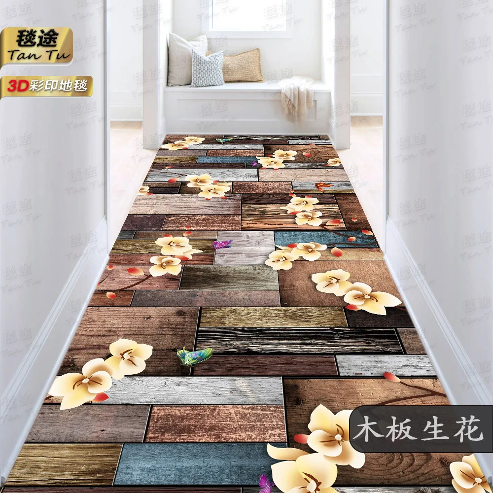 

Luxury Golden Long Corridor Carpet Non-slip Washable Hall Runner Carpets Stairway Rug European Style Aisle Carpet Customizable