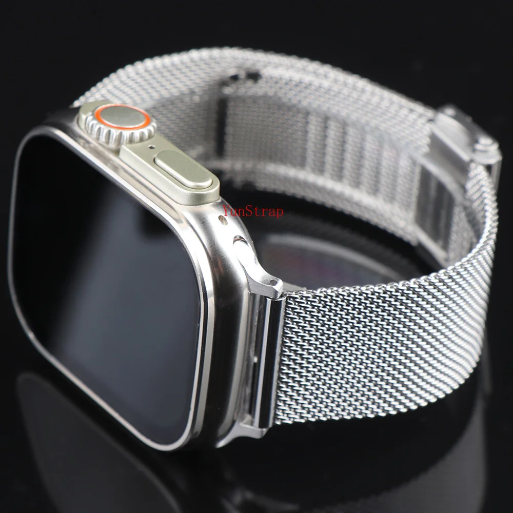 Bold Milanese Stainless Steel Band for Apple Watch 49mm 46mm 45mm 44/42/41/40mm Strap iWatch Ultra 2 SE 10 9 8 7 6 5 4 Bracelet