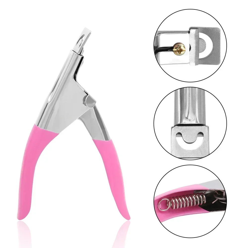 1PC Pink False Nail Clipper Manicure Clamp Clippers Special Type U Word Cut False Manicure Tools Cut Clipper Nail Manicure Tools