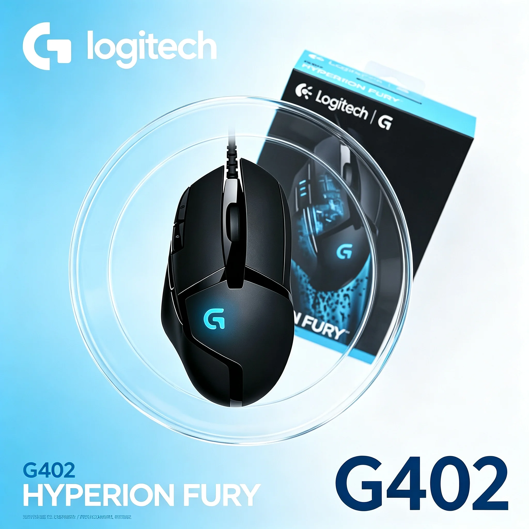 Logitech G402 Hyperion Fury Wired Gaming Mouse 8 Macro Programmable Keys