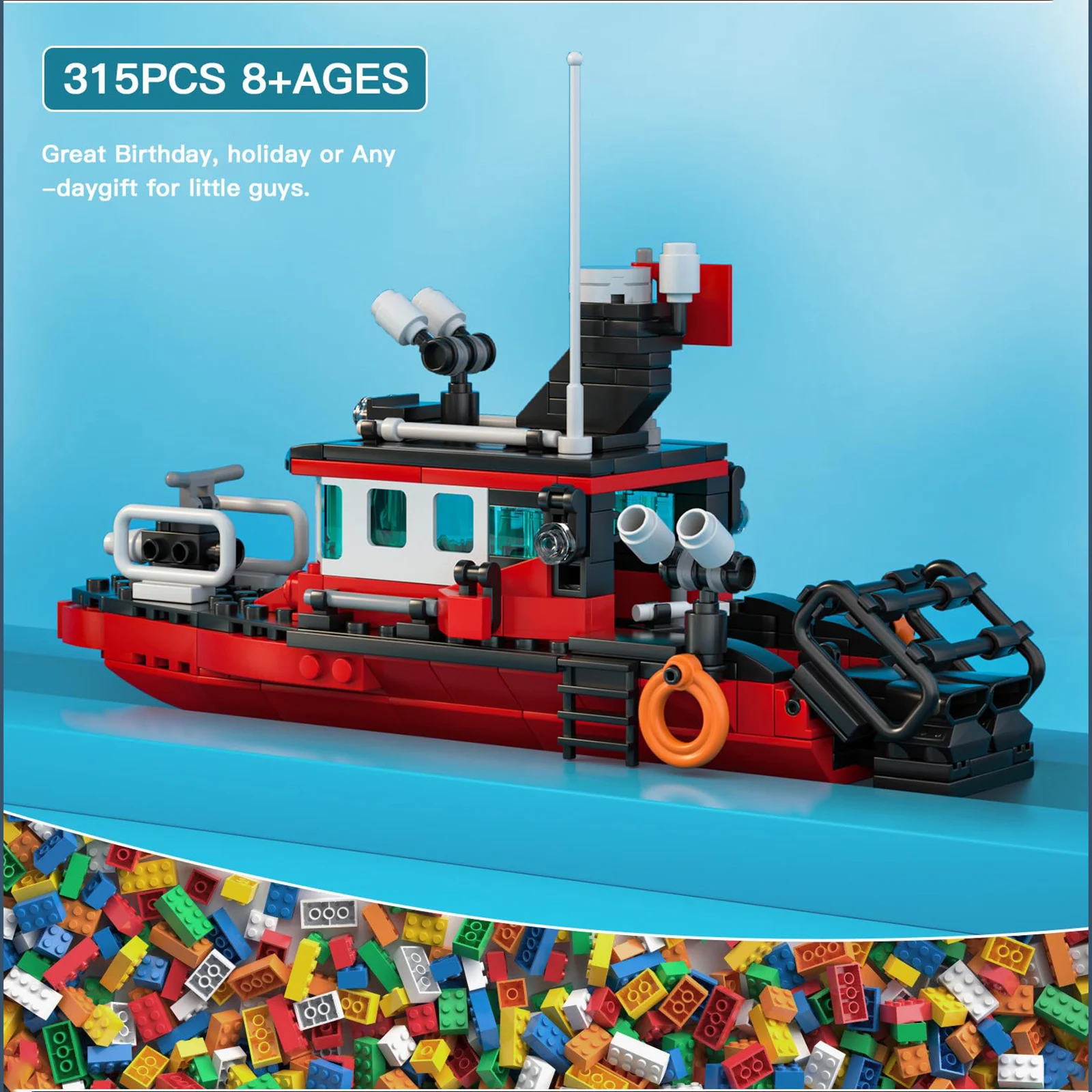 MOULD KING 10082 Multi-Function Fireboat 315PCS Small Building Blocks Toy for Boys & Girls DIY Assembly Kit Toy