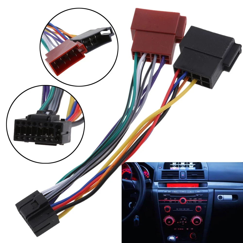 Universal Adapters Wire Harness Adapter 16 Pin ISO Wiring Harness Car Radio Adaptor Connector Wire Plug Kit