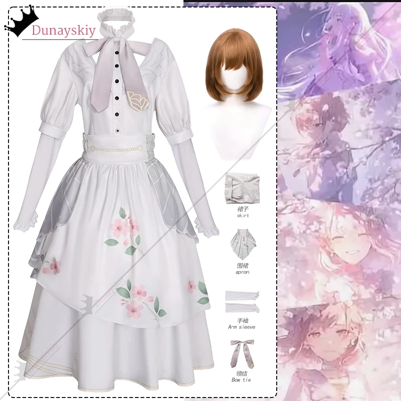 Game Project Sekai PJSK Sister MEIKOO Cosplay Costume Summer Handmade Embroidery White Princess Lolita Dress Anime Wig Prop Suit