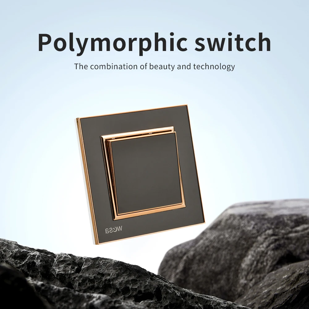 أسود كلاسيكي 250 فولت 16A التيار المتناوب زر مفتاح الإضاءة لوحة أكريليك لهب الجدار الروك التبديل الاتحاد الأوروبي القياسية تشغيل/إيقاف 1 عصابة 1 طريقة #2