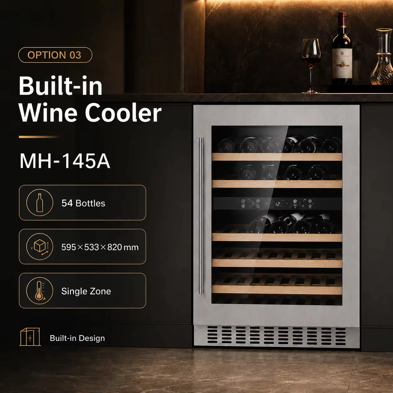 Luxury Wine Cabinet OEM Built in Wine Cooler Fridge for Custom Wine Cellar and Bar Cabinet